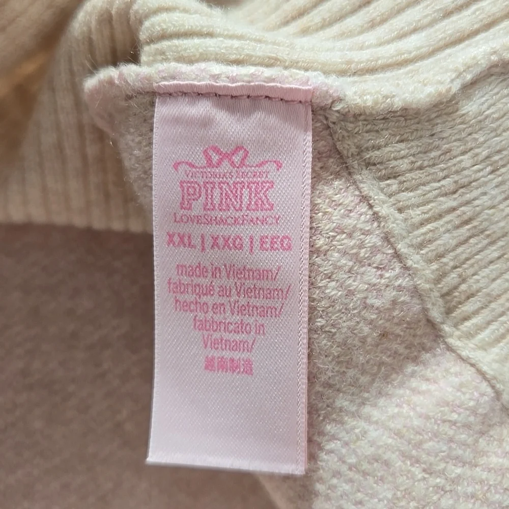 NWT VS PINK x Loveshackfancy Pink Bow Dog Sweater Size XXL